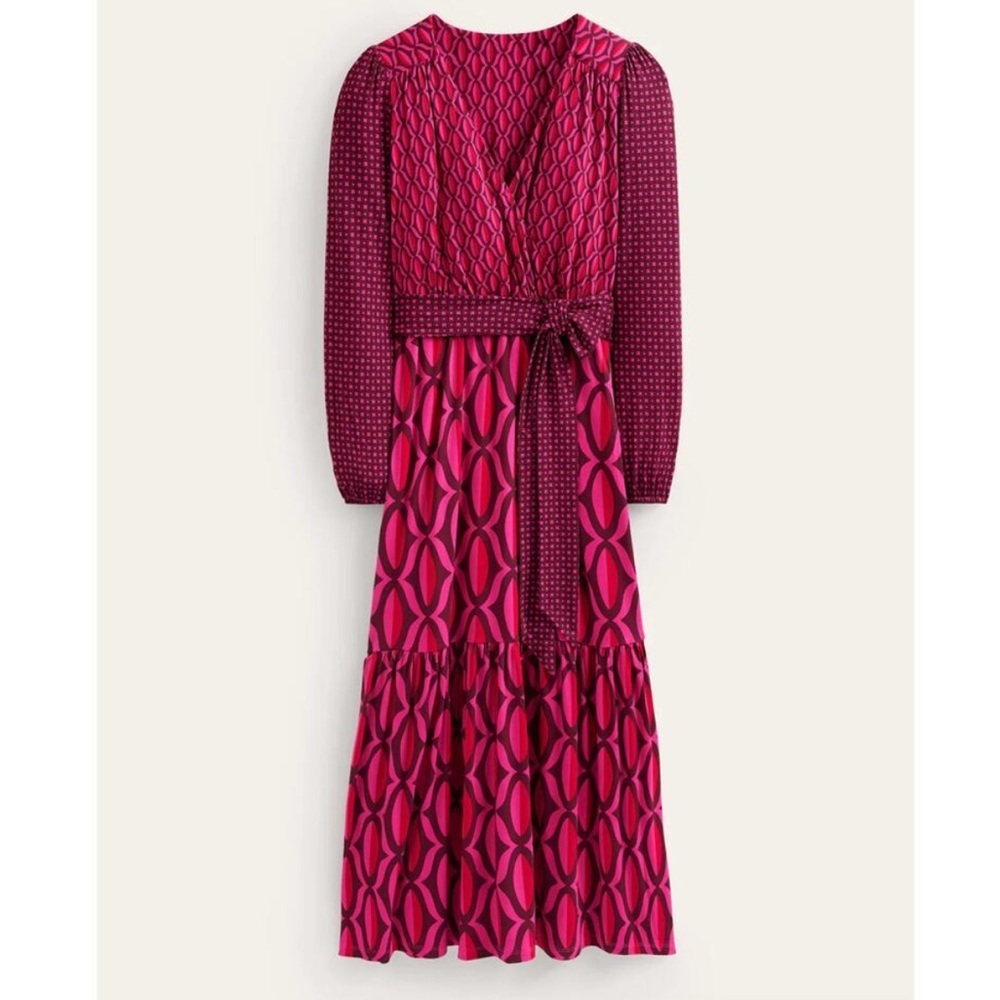 BODEN Jersey Maxi Wrap Dress in Geo Valley - Picture 2 of 11